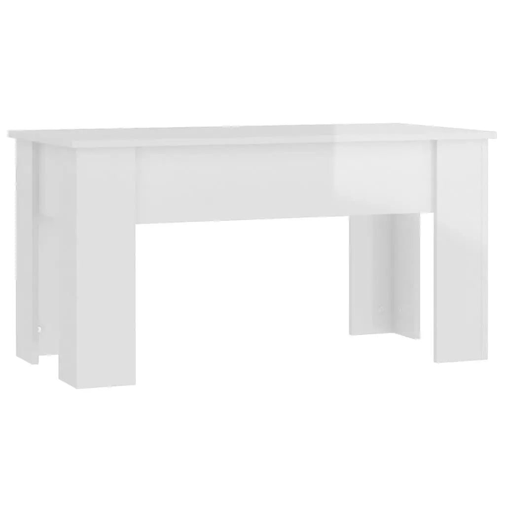 Coffee Table High Gloss White 39.8"x19.3"x20.5" Engineered Wood at Set Shop and Smile
