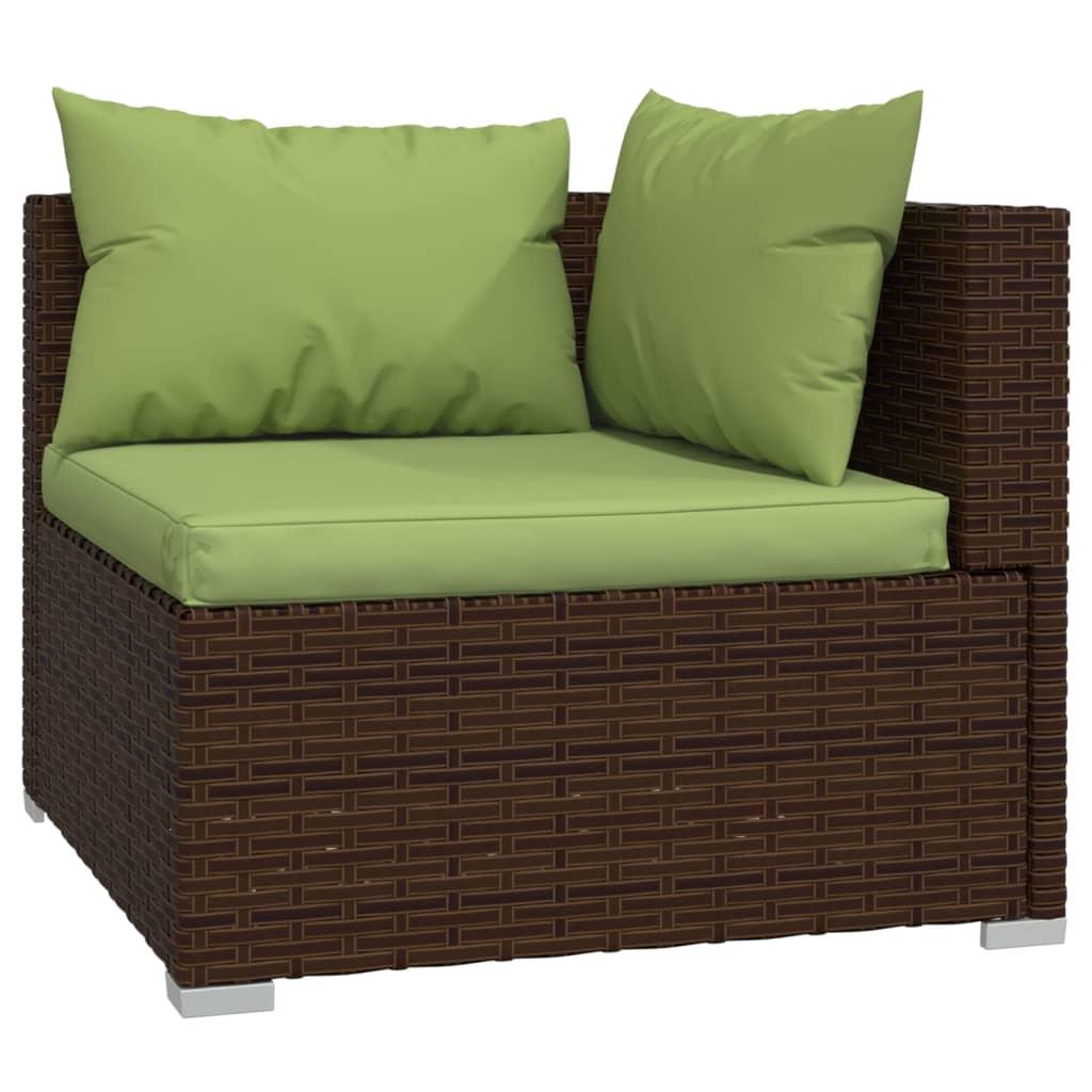 7 Piece Patio Lounge Set with Cushions Poly Rattan Brown at Set Shop and Smile