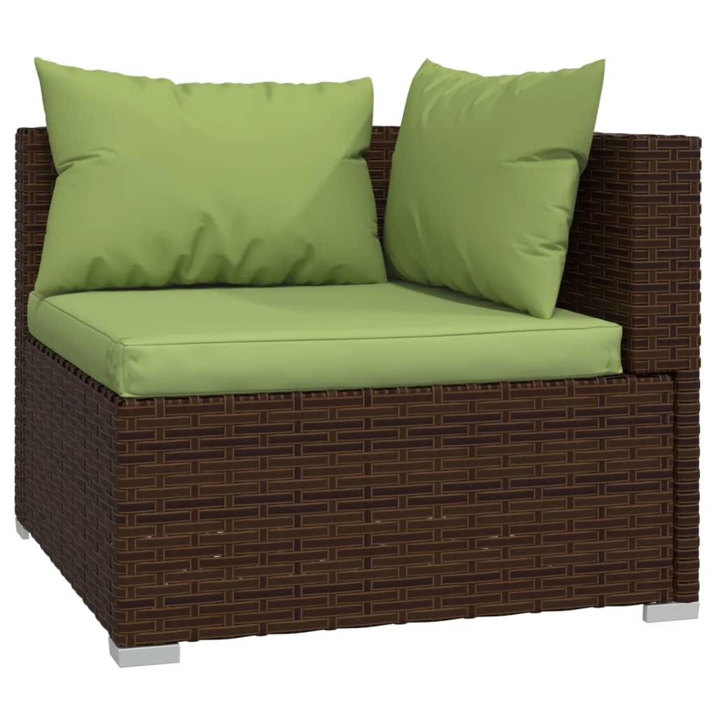 5 Piece Patio Lounge Set with Cushions Poly Rattan Brown at Set Shop and Smile
