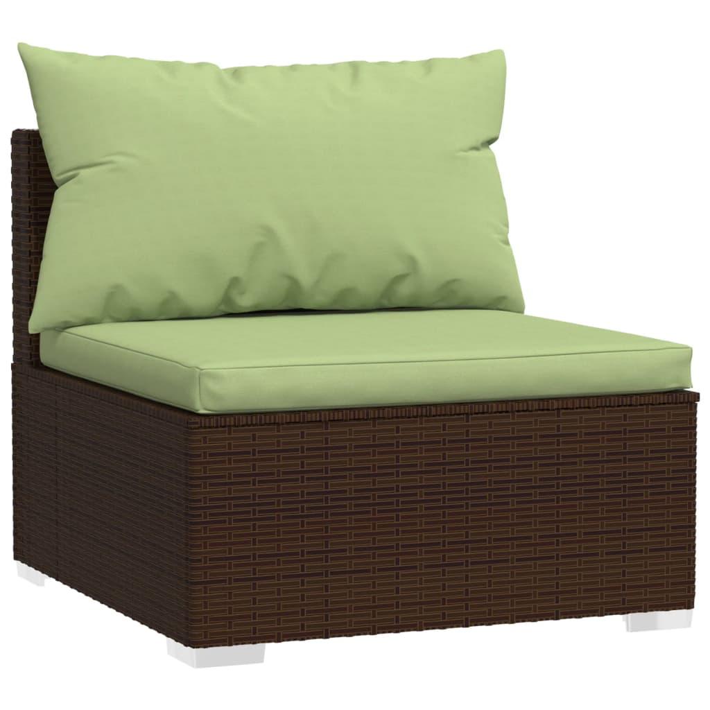 5 Piece Patio Lounge Set with Cushions Poly Rattan Brown at Set Shop and Smile