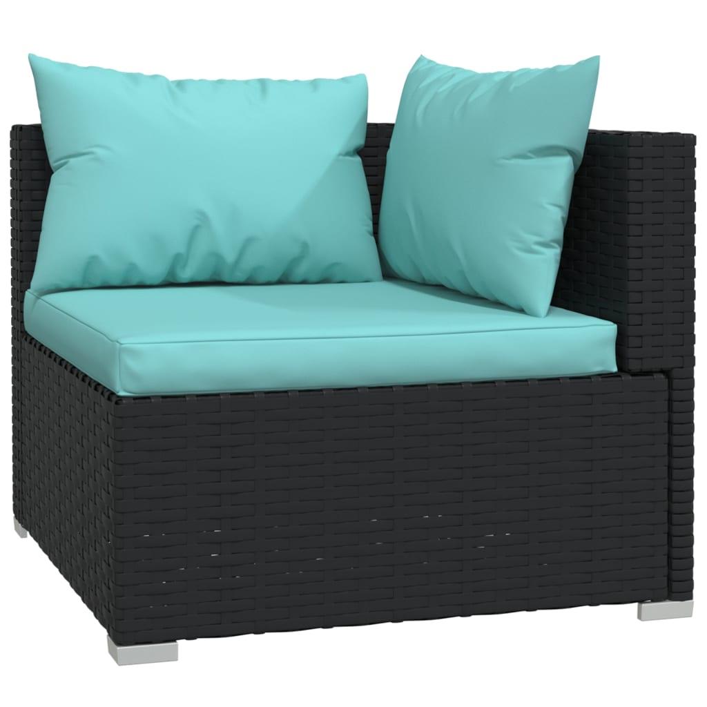 4 Piece Patio Lounge Set with Cushions Poly Rattan Black at Set Shop and Smile