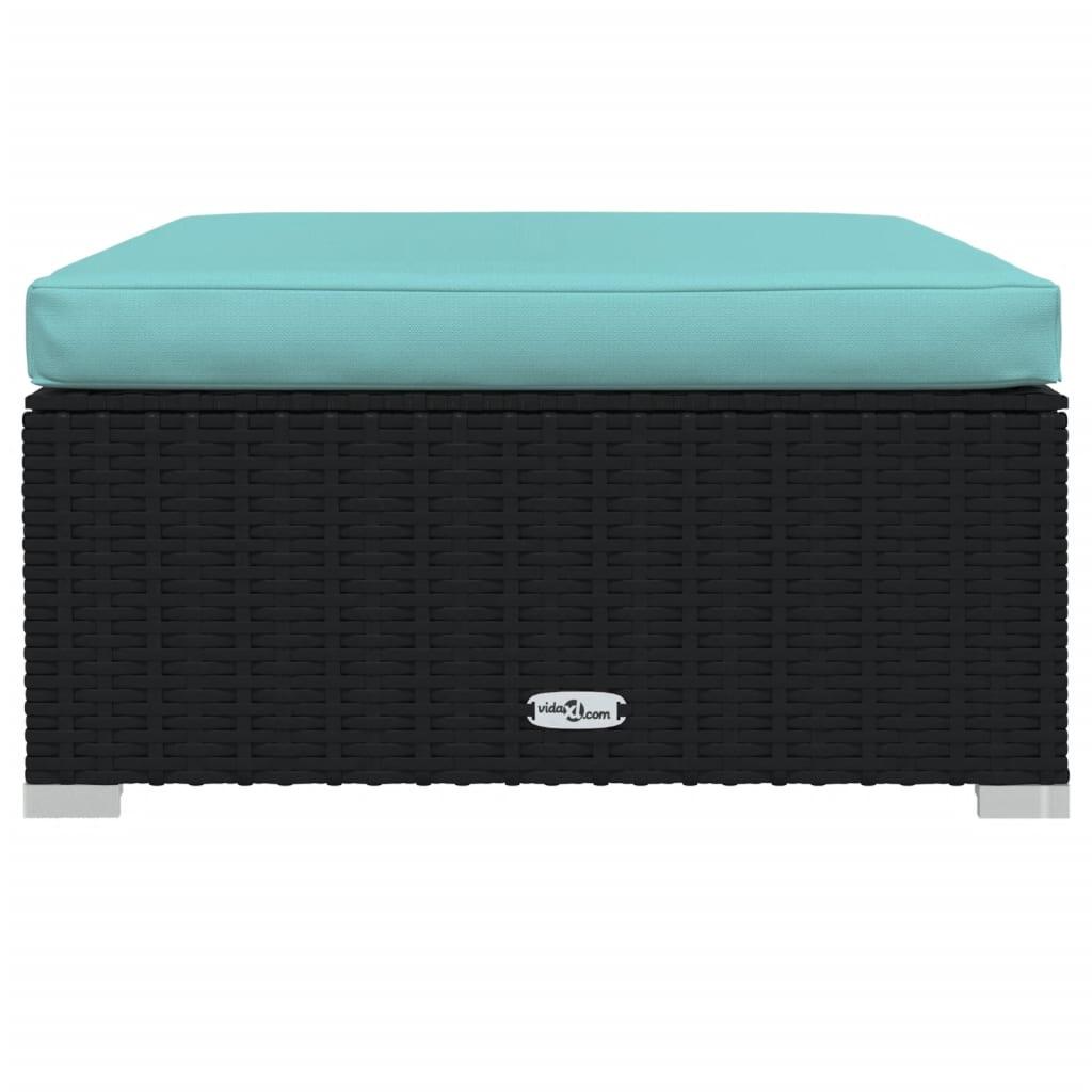 7 Piece Patio Lounge Set with Cushions Poly Rattan Black at Set Shop and Smile