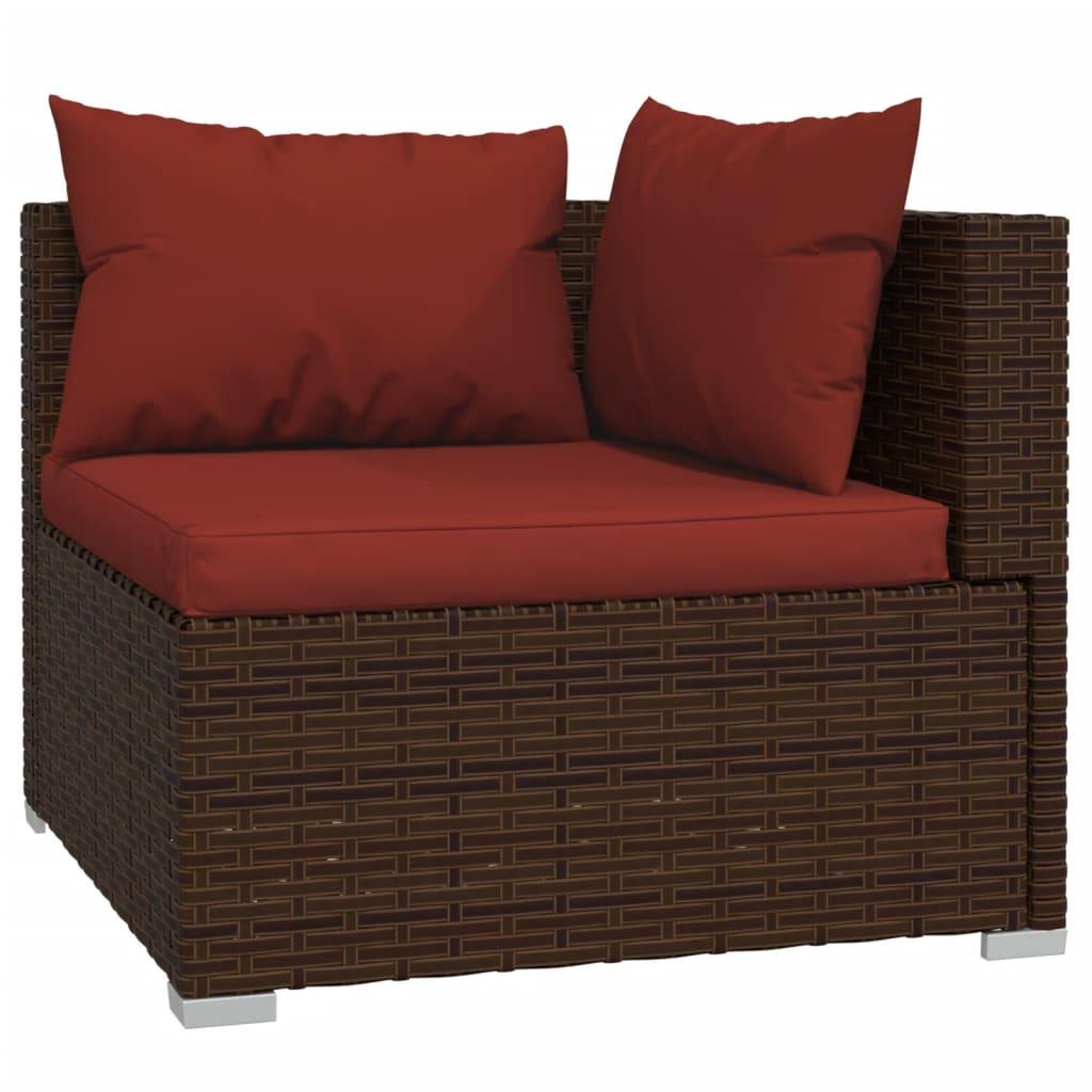 9 Piece Patio Lounge Set with Cushions Brown Poly Rattan at Set Shop and Smile