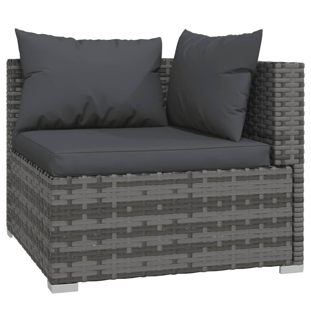 6 Piece Patio Lounge Set with Cushions Poly Rattan Gray at Set Shop and Smile