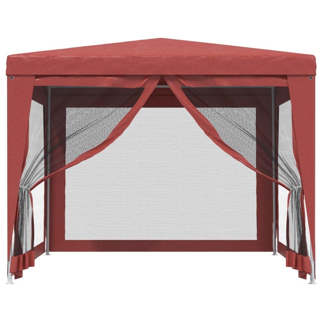 Party Tent with 4 Mesh Sidewalls Red 9.8'x9.8' HDPE at Set Shop and Smile