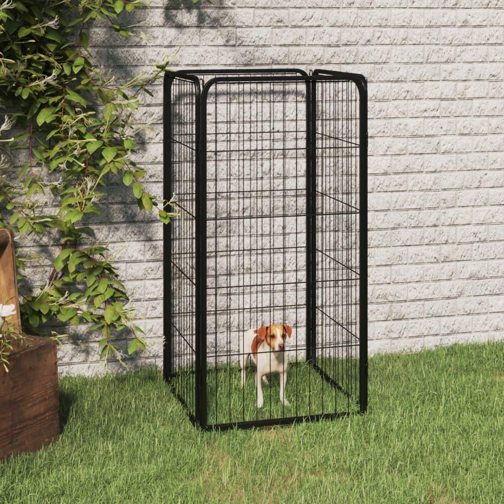 Dog Playpen 4 Panels Black 19.7"x39.4" Powder-coated Steel at Set Shop and Smile