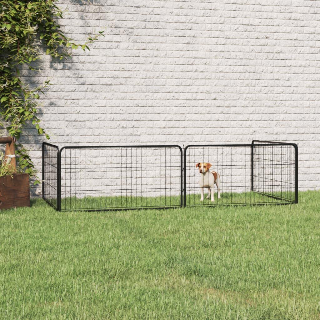 Dog Playpen 4 Panels Black 39.4"x19.7" Powder-coated Steel at Set Shop and Smile