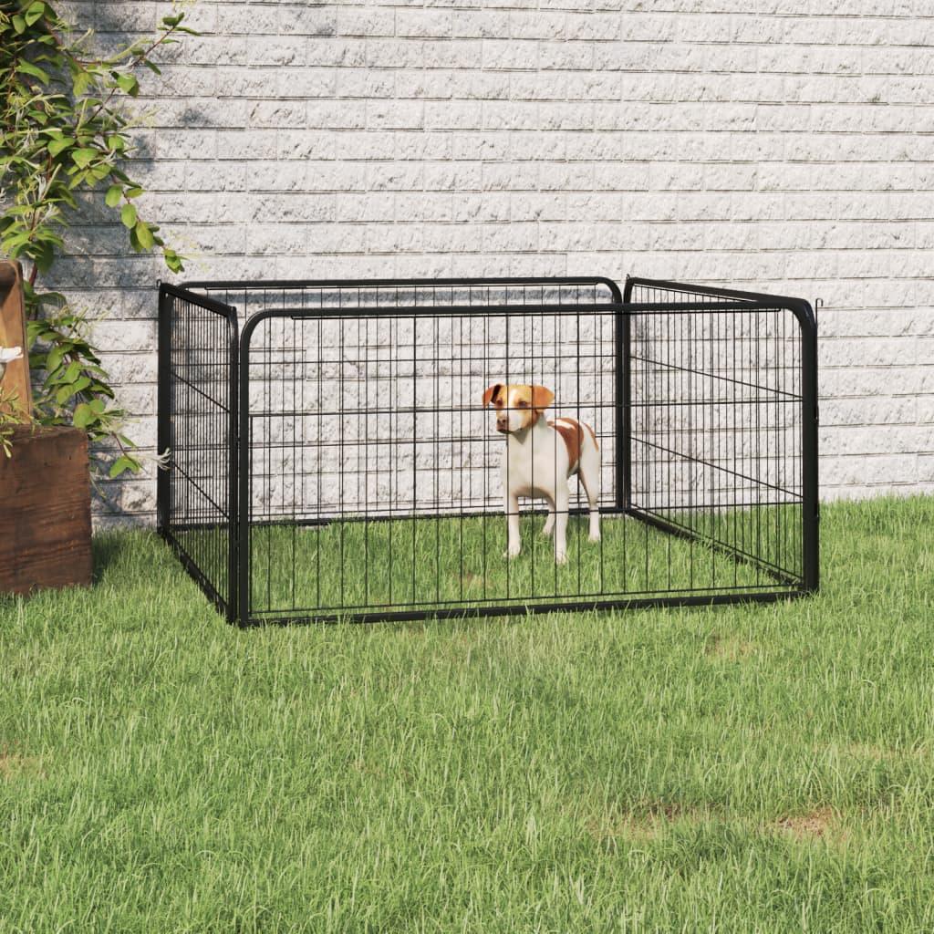 Dog Playpen 4 Panels Black 39.4"x19.7" Powder-coated Steel at Set Shop and Smile