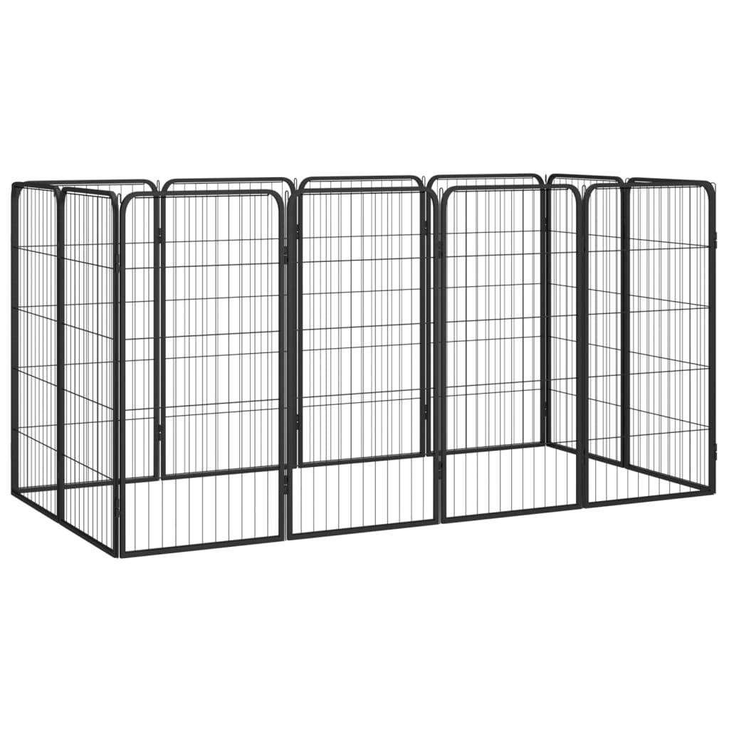 12-Panel Dog Playpen Black 19.7"x39.4" Powder-coated Steel at Set Shop and Smile
