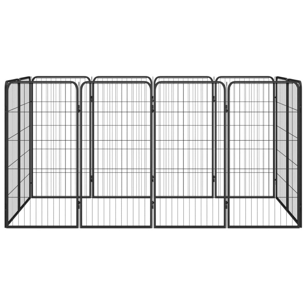 12-Panel Dog Playpen Black 19.7"x39.4" Powder-coated Steel at Set Shop and Smile