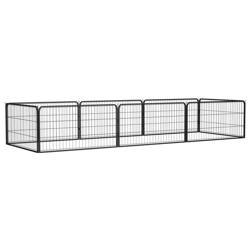 8-Panel Dog Playpen Black 39.4"x19.7" Powder-coated Steel at Set Shop and Smile