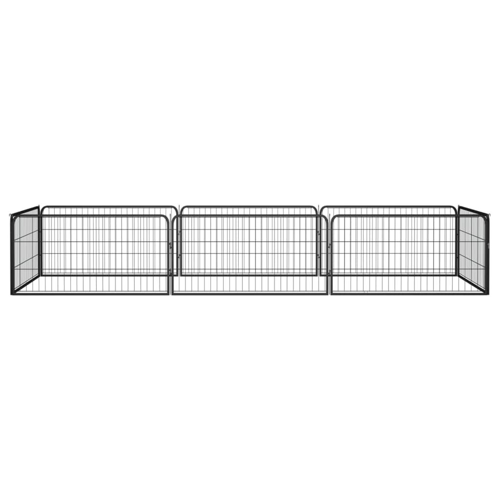 8-Panel Dog Playpen Black 39.4"x19.7" Powder-coated Steel at Set Shop and Smile