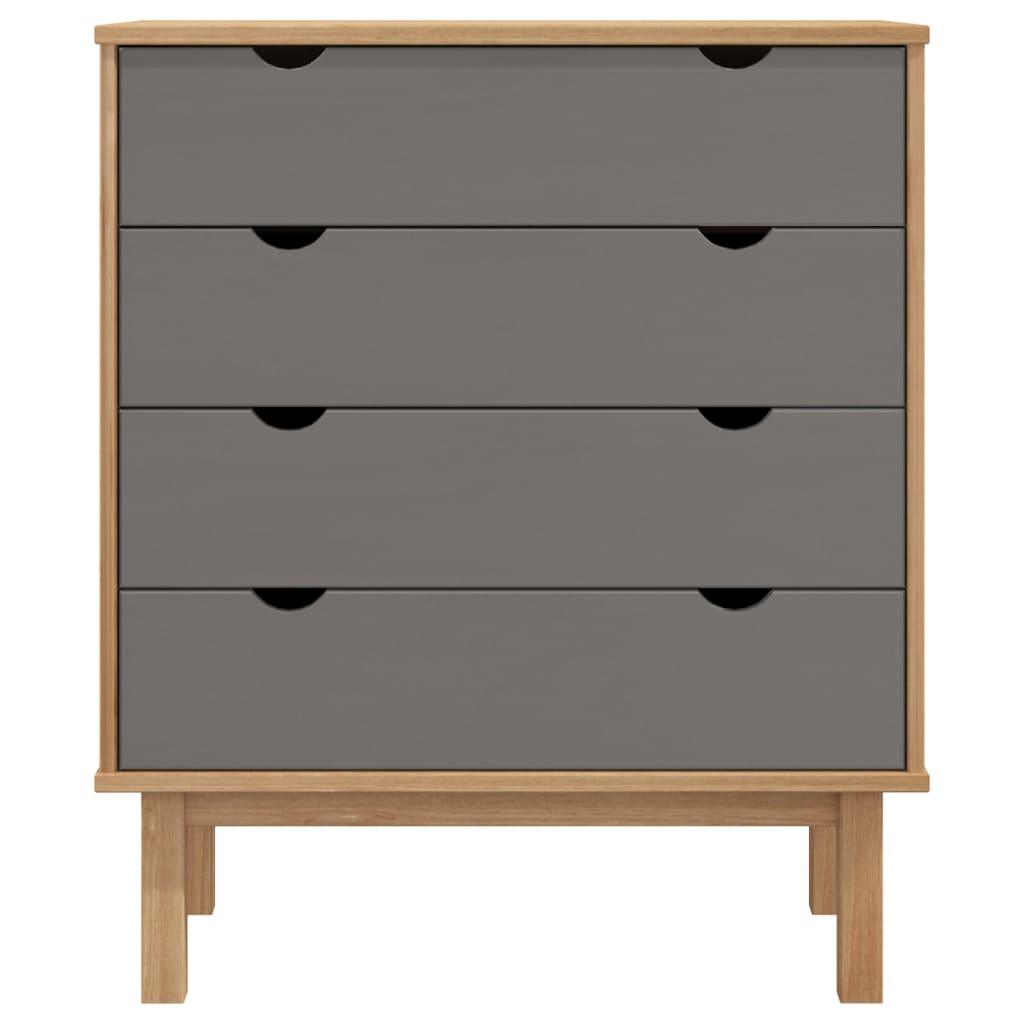 Drawer Cabinet OTTA Brown&Gray 30.1"x15.6"x35.4" Solid Wood Pine at Set Shop and Smile