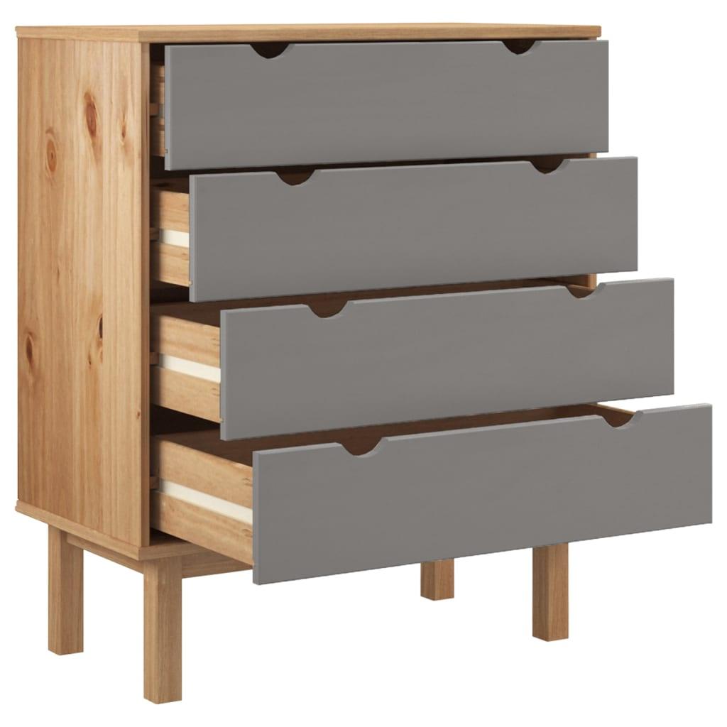 Drawer Cabinet OTTA Brown&Gray 30.1"x15.6"x35.4" Solid Wood Pine at Set Shop and Smile