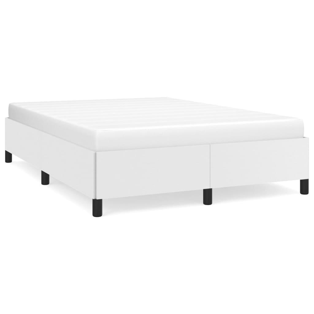 Bed Frame White 53.9"x74.8" Full Faux Leather at Set Shop and Smile