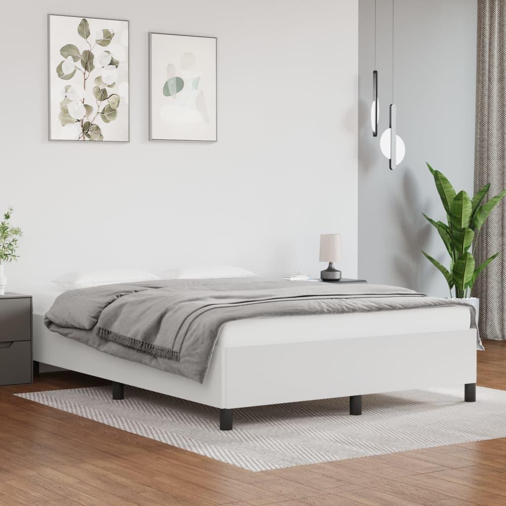Bed Frame White 53.9"x74.8" Full Faux Leather at Set Shop and Smile