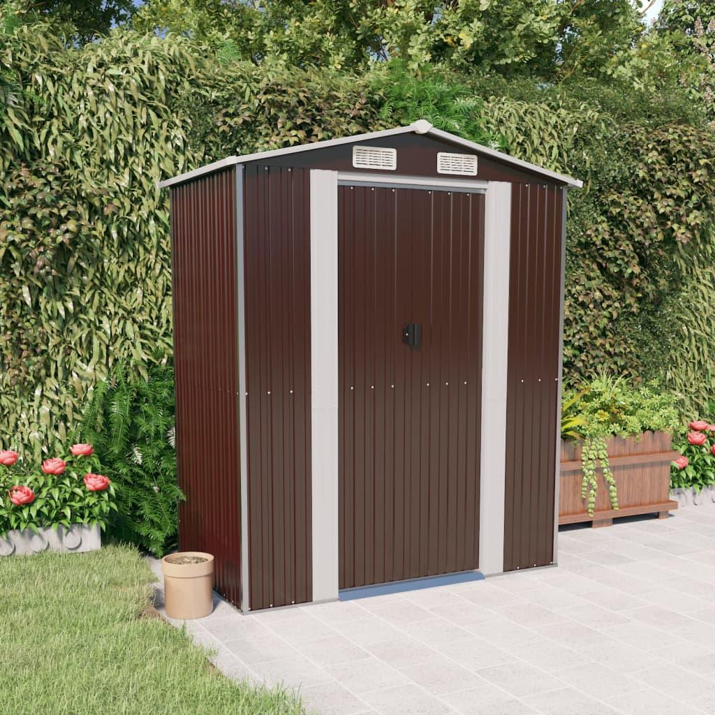 Garden Shed Dark Brown 75.6"x42.5"x87.8" Galvanized Steel at Set Shop and Smile