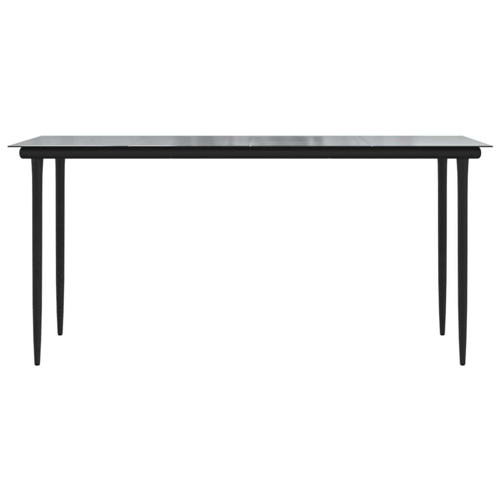 Patio Dining Table Black 63"x31.5"x29.1" Steel and Tempered Glass at Set Shop and Smile