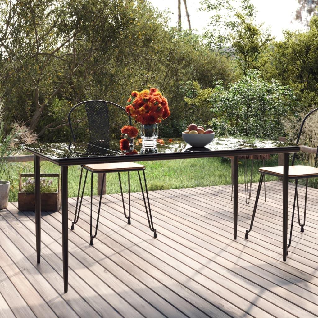 Patio Dining Table Black 63"x31.5"x29.1" Steel and Tempered Glass at Set Shop and Smile