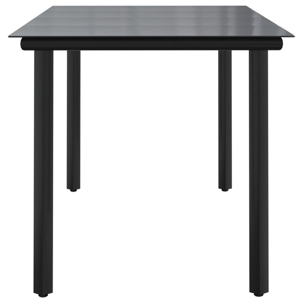 Patio Dining Table Black 63"x31.5"x29.1" Steel and Tempered Glass at Set Shop and Smile