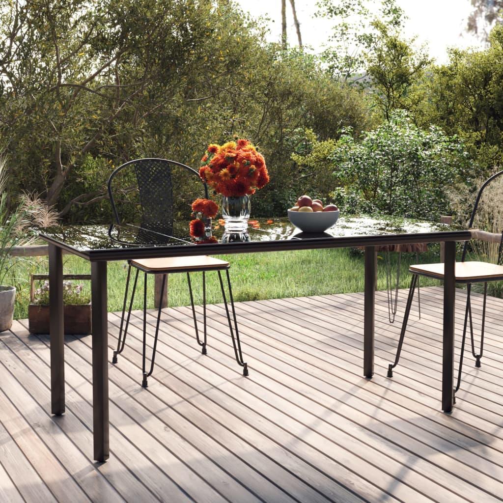 Patio Dining Table Black 63"x31.5"x29.1" Steel and Tempered Glass at Set Shop and Smile