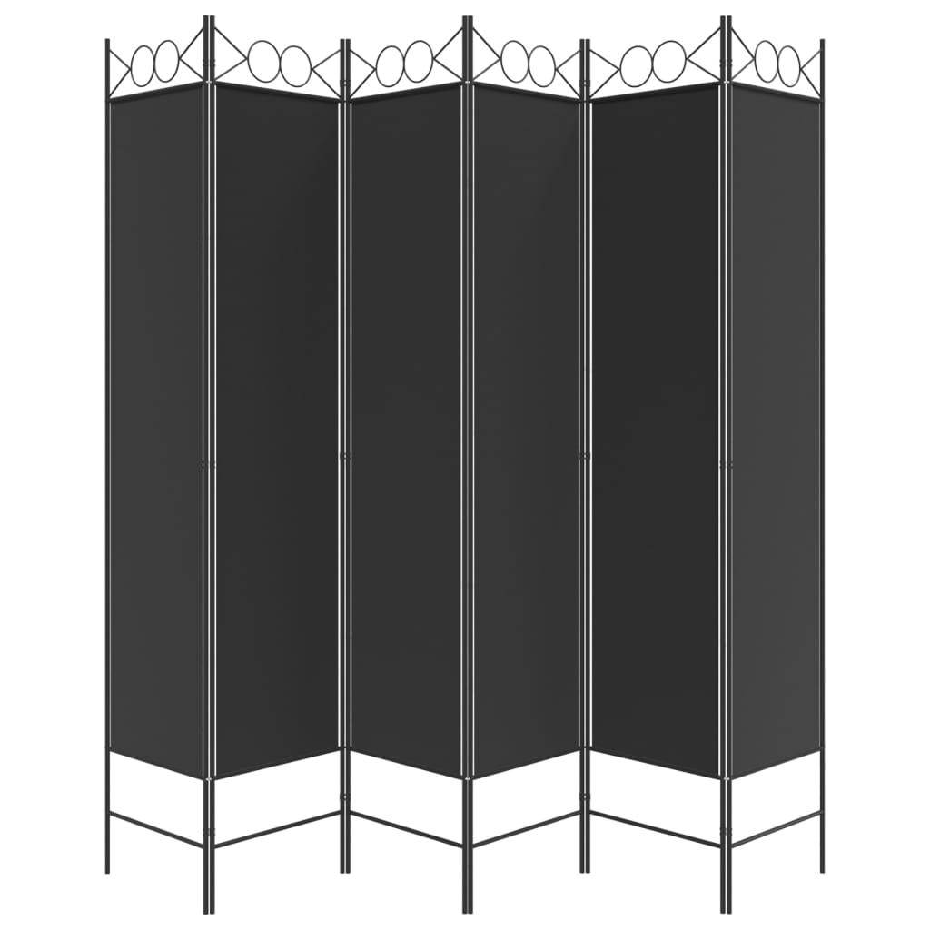 6-Panel Room Divider Black 94.5"x78.7" Fabric at Set Shop and Smile