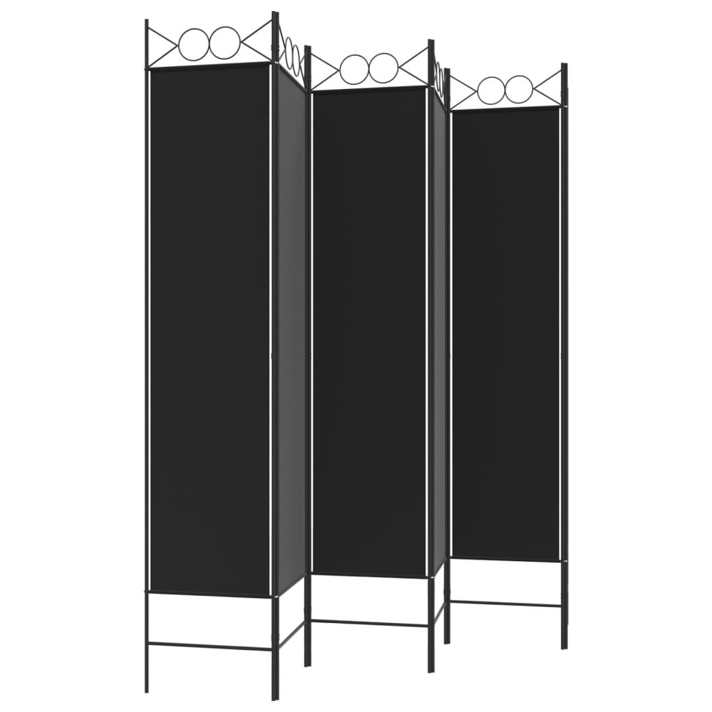 6-Panel Room Divider Black 94.5"x78.7" Fabric at Set Shop and Smile