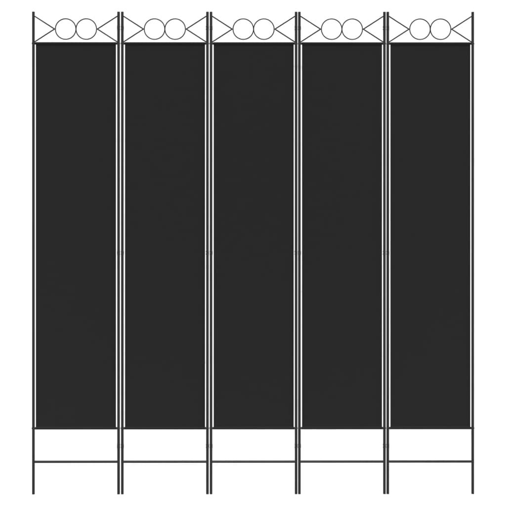 5-Panel Room Divider Black 78.7"x86.6" Fabric at Set Shop and Smile