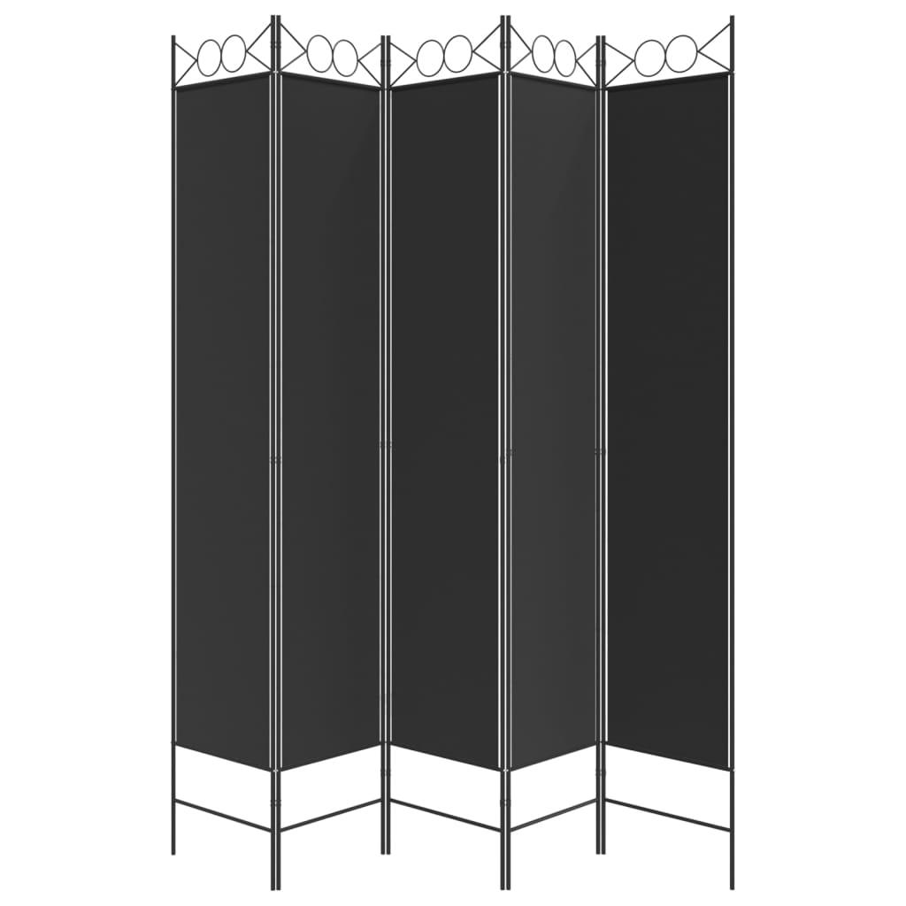 5-Panel Room Divider Black 78.7"x86.6" Fabric at Set Shop and Smile