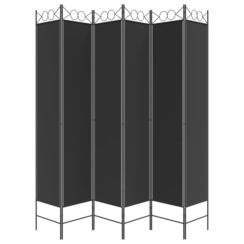 6-Panel Room Divider Black 94.5"x86.6" Fabric at Set Shop and Smile