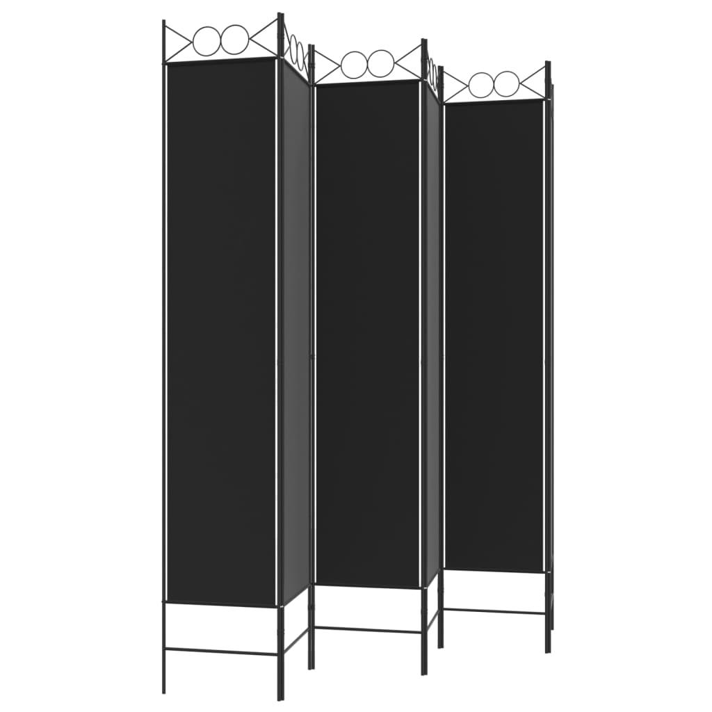 6-Panel Room Divider Black 94.5"x86.6" Fabric at Set Shop and Smile
