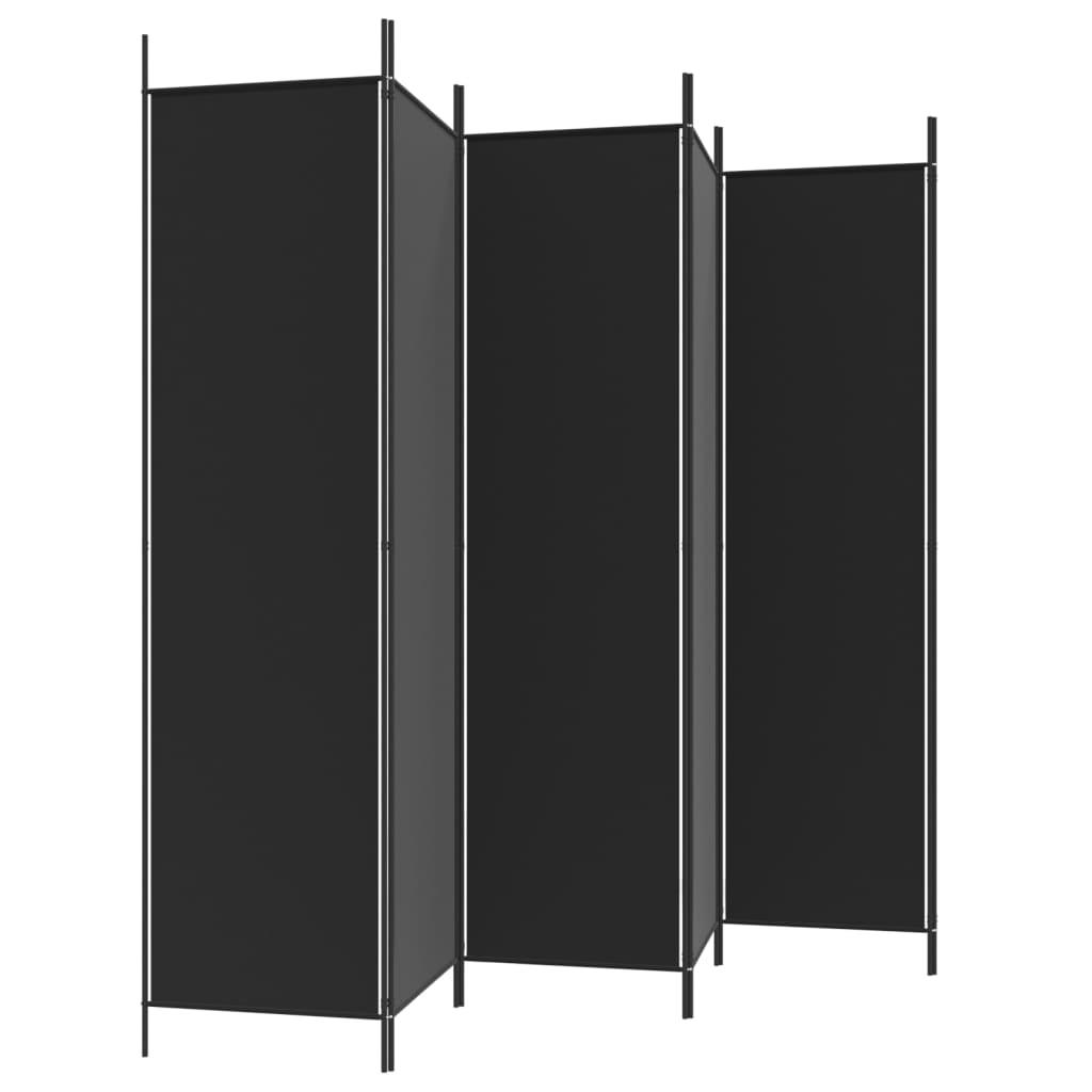 6-Panel Room Divider Black 118.1"x78.7" Fabric at Set Shop and Smile