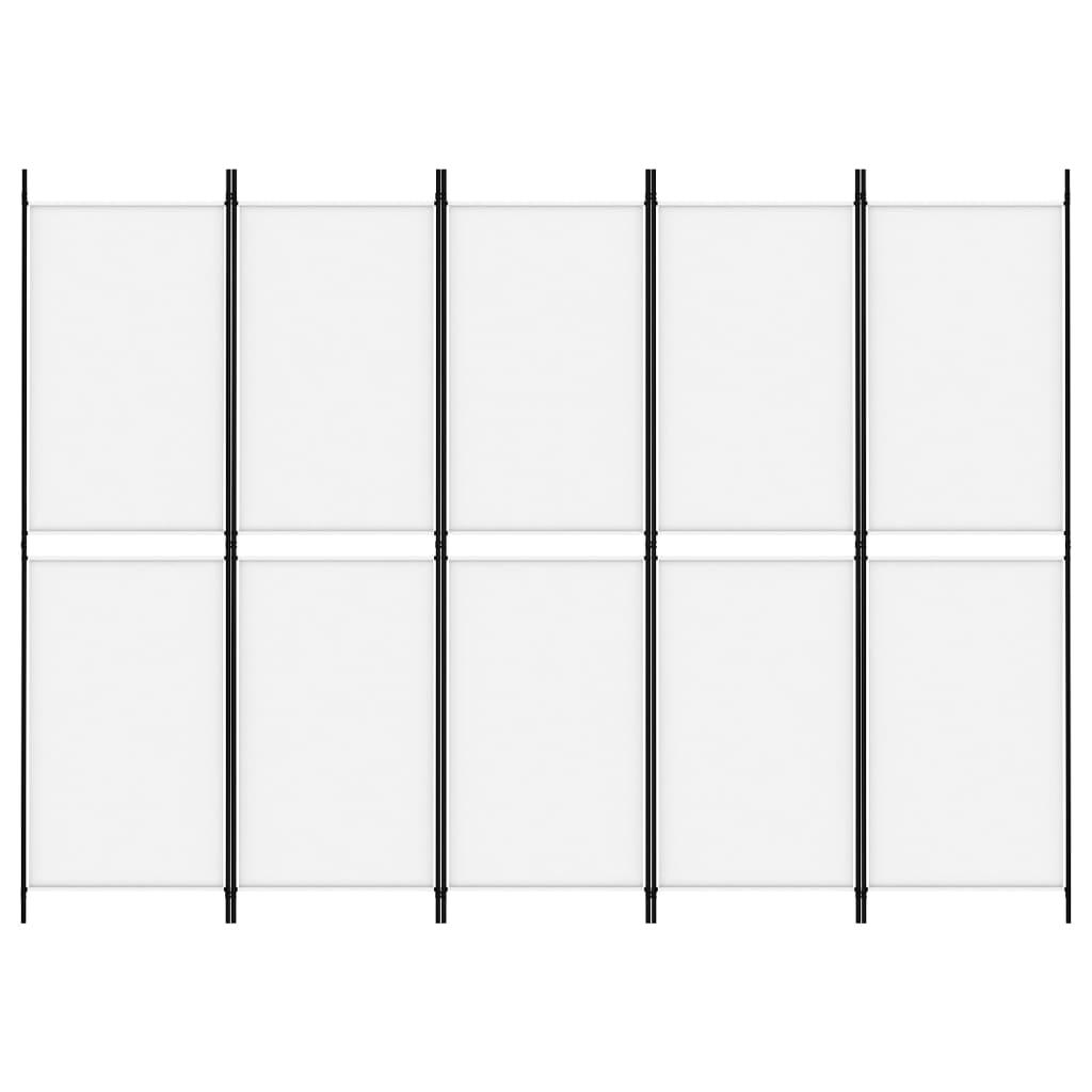 5-Panel Room Divider White 98.4"x70.9" Fabric at Set Shop and Smile