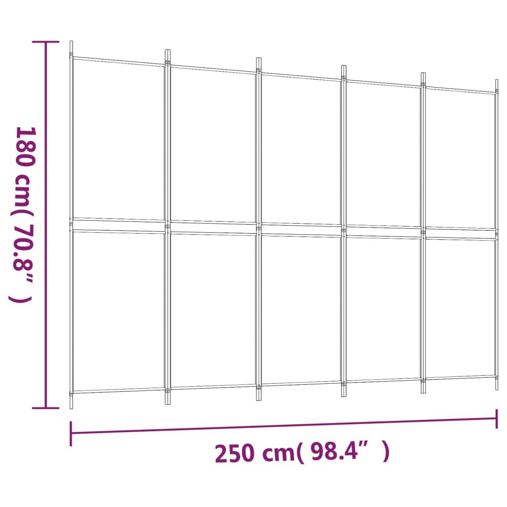 5-Panel Room Divider White 98.4"x70.9" Fabric at Set Shop and Smile