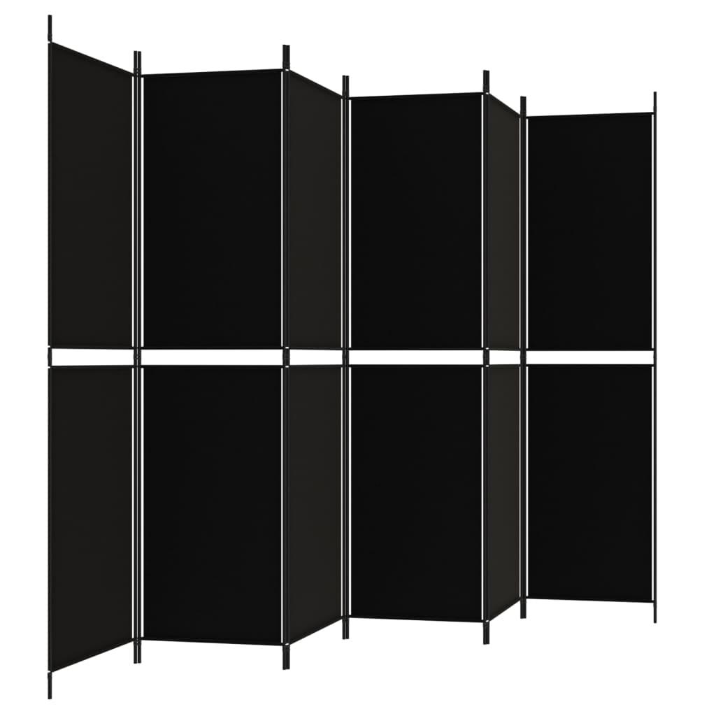 6-Panel Room Divider Black 118.1"x78.7" Fabric at Set Shop and Smile
