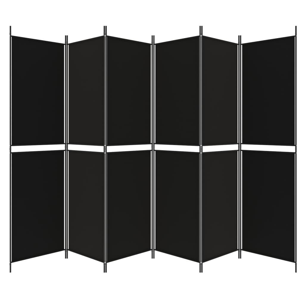 6-Panel Room Divider Black 118.1"x78.7" Fabric at Set Shop and Smile