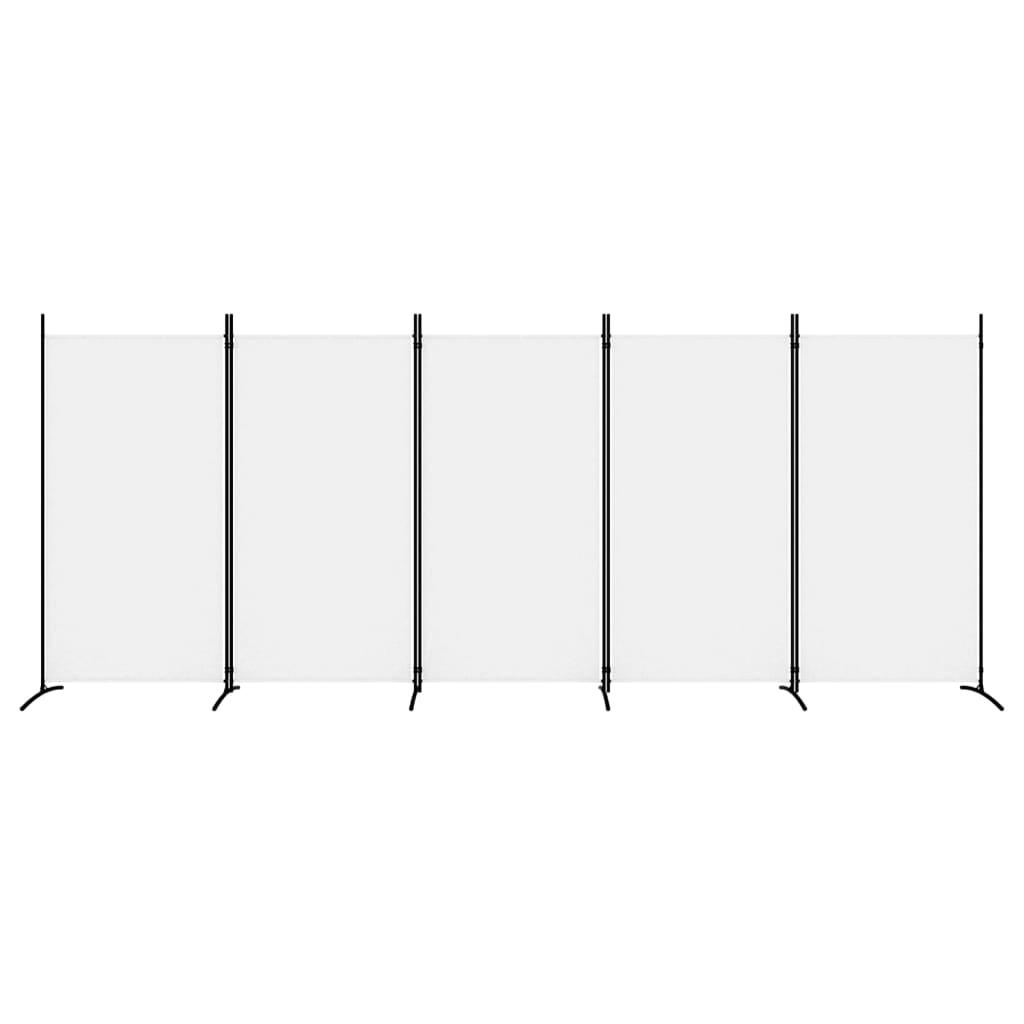 5-Panel Room Divider White 170.5"x70.9" Fabric at Set Shop and Smile