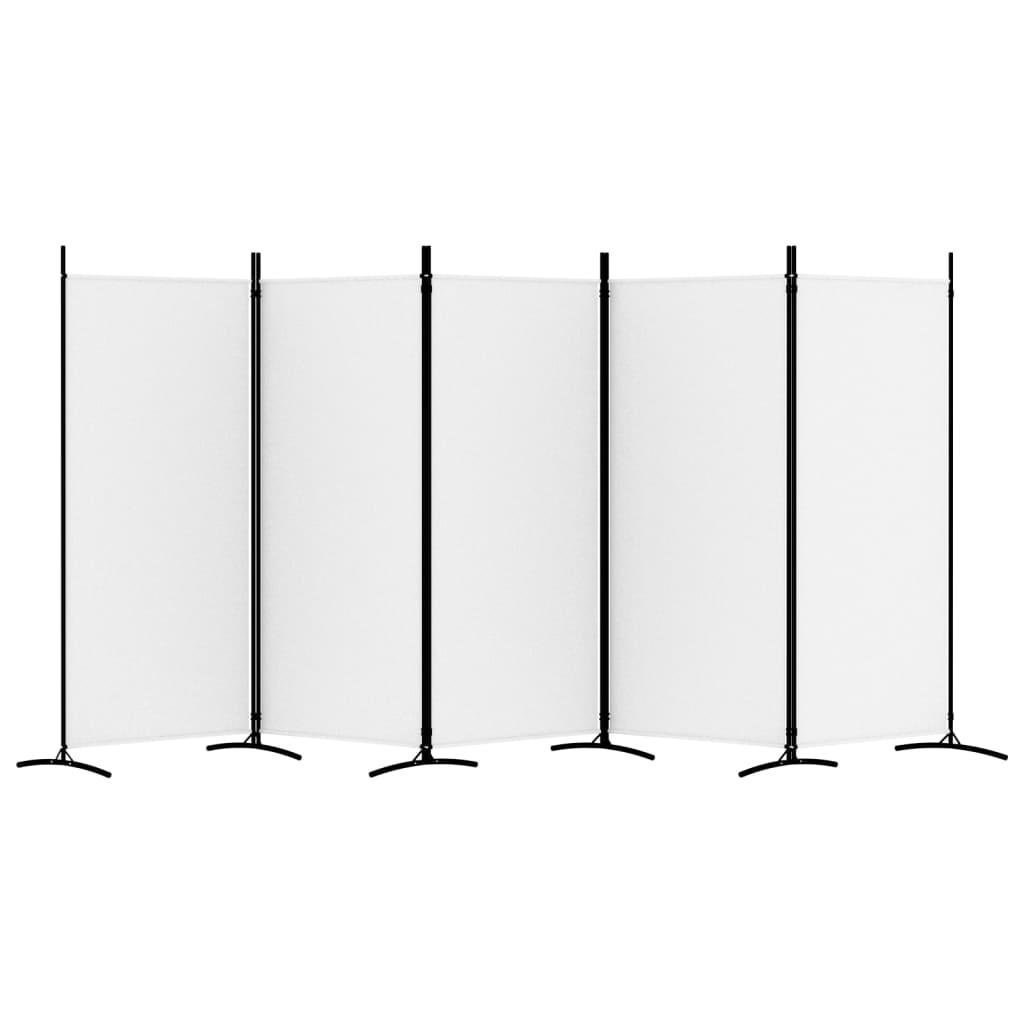 5-Panel Room Divider White 170.5"x70.9" Fabric at Set Shop and Smile