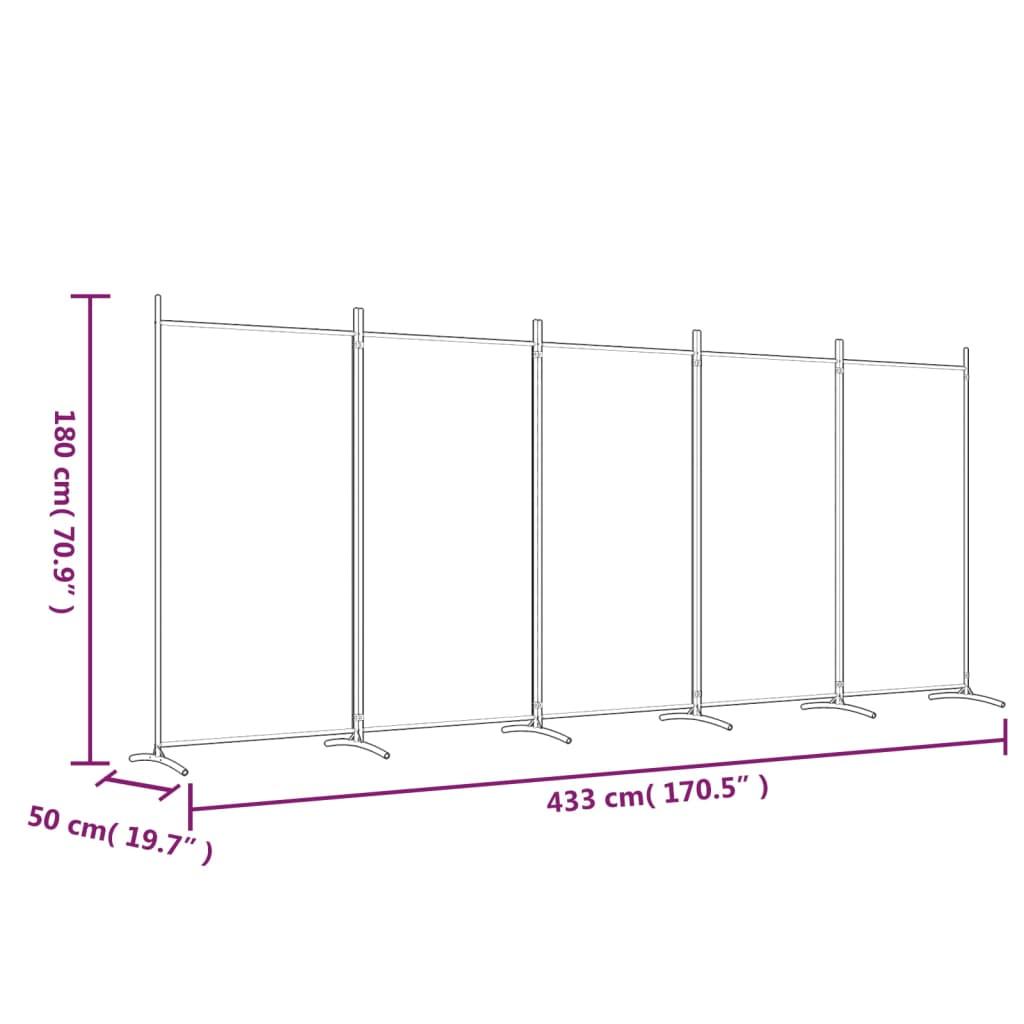 5-Panel Room Divider White 170.5"x70.9" Fabric at Set Shop and Smile
