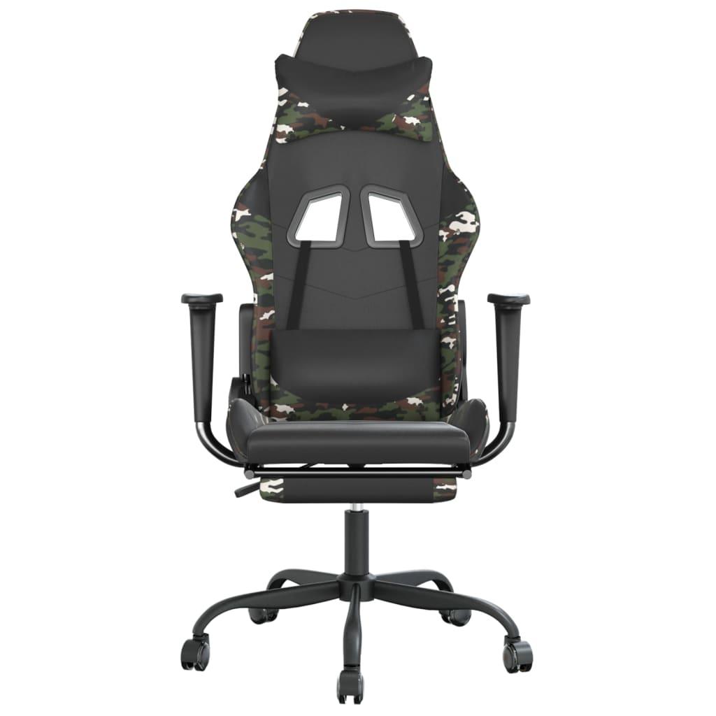 Gaming Chair with Footrest Black and Camouflage Faux Leather at Set Shop and Smile