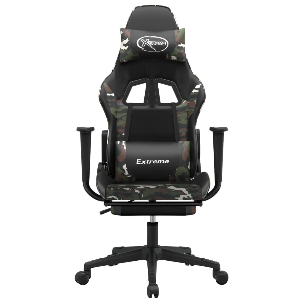 Gaming Chair with Footrest Black and Camouflage Faux Leather at Set Shop and Smile