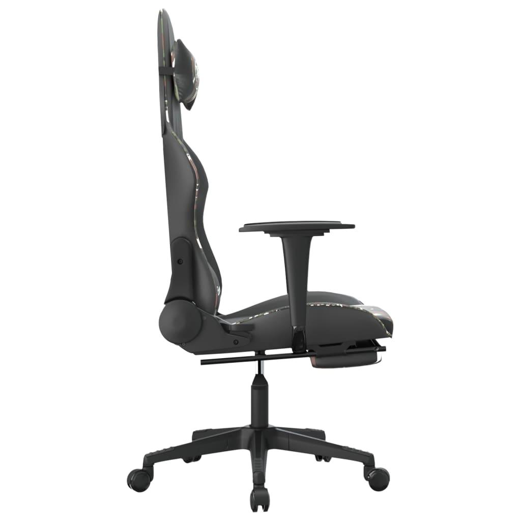 Gaming Chair with Footrest Black and Camouflage Faux Leather at Set Shop and Smile