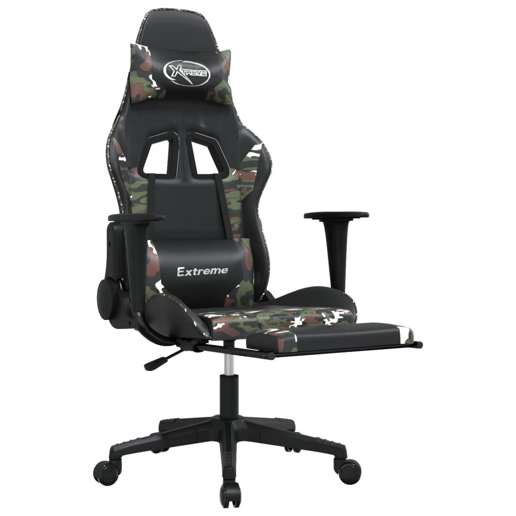 Gaming Chair with Footrest Black and Camouflage Faux Leather at Set Shop and Smile