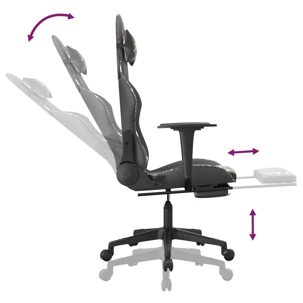 Gaming Chair with Footrest Black and Camouflage Faux Leather at Set Shop and Smile