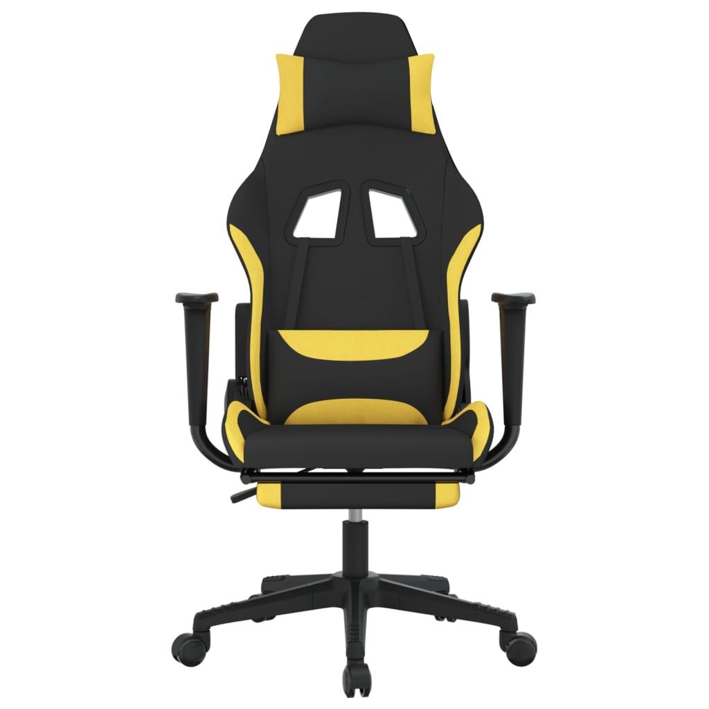 Gaming Chair with Footrest Black and Yellow Fabric at Set Shop and Smile