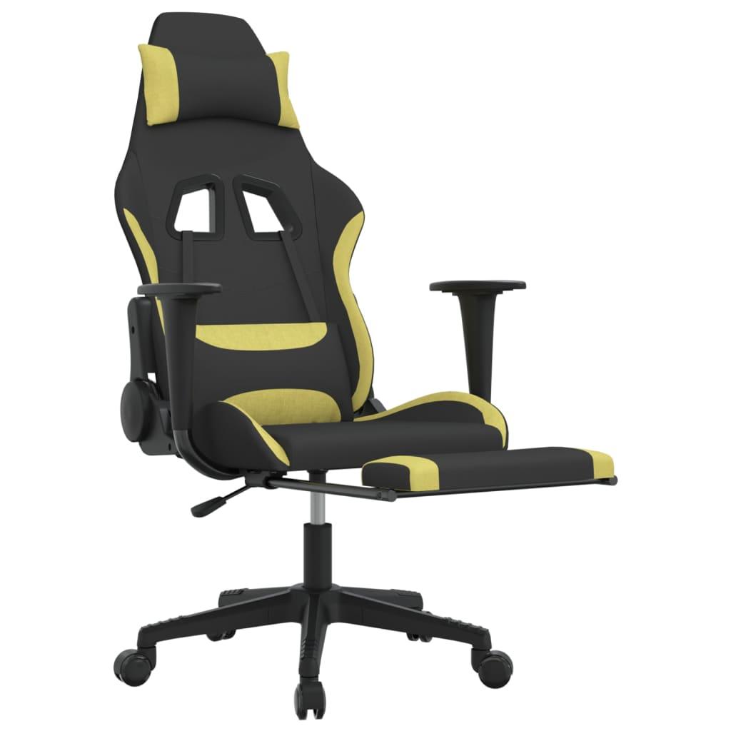 Gaming Chair with Footrest Black and Light Green Fabric at Set Shop and Smile
