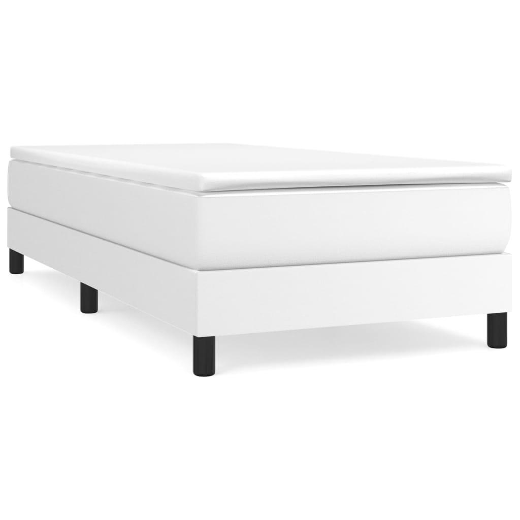Box Spring Bed Frame White 39.4"x74.8" Twin Faux Leather at Set Shop and Smile