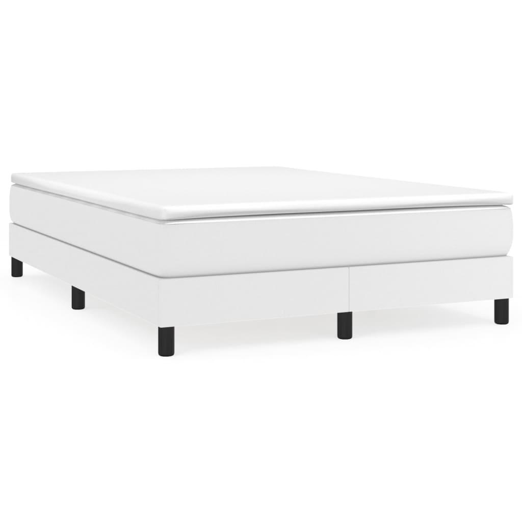 Box Spring Bed Frame White 53.9"x74.8" Full Faux Leather at Set Shop and Smile