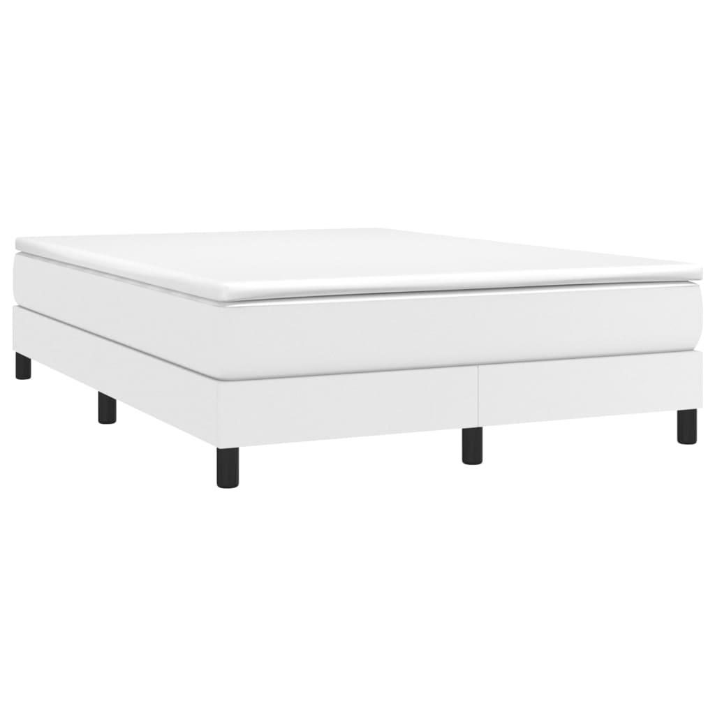 Box Spring Bed Frame White 53.9"x74.8" Full Faux Leather at Set Shop and Smile
