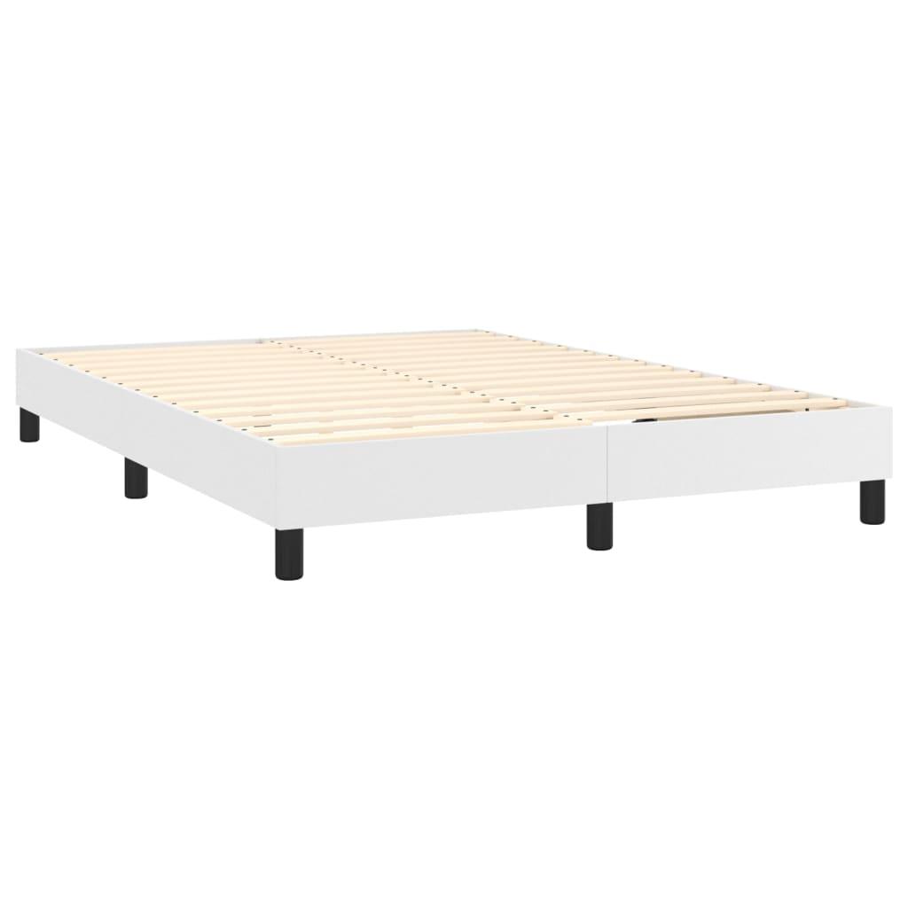 Box Spring Bed Frame White 53.9"x74.8" Full Faux Leather at Set Shop and Smile